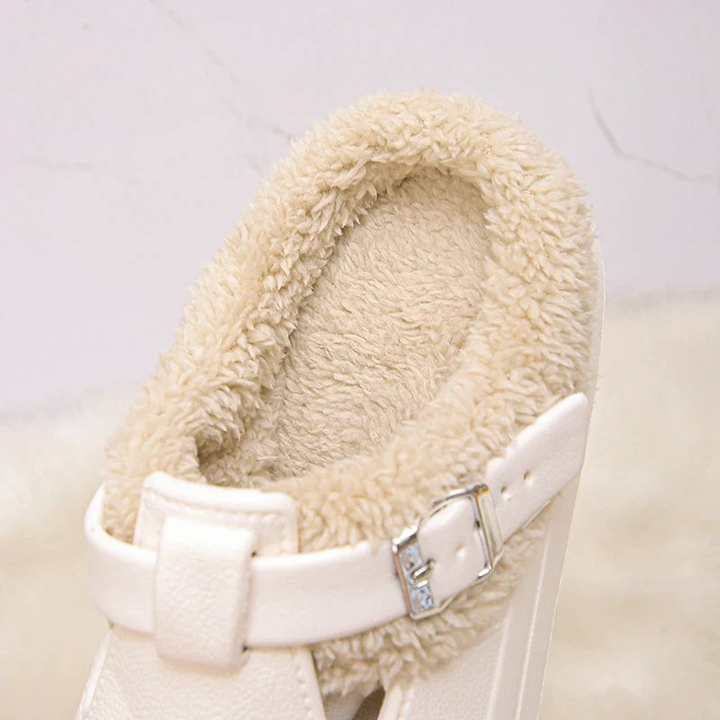 Fluffy Clogs Slippers Women Winter Warm EVA Waterproof Non-Slip
