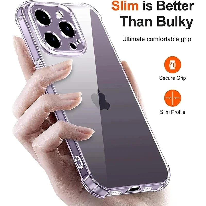 Clear Airbag iPhone Case – Shockproof Transparent Cover with Camera Protection