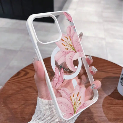 Pink Lily Magnetic iPhone Case – Floral MagSafe Cover