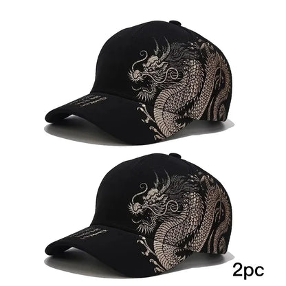 Dragon Pattern Baseball Hat – Chinese Style Cap for Men & Women