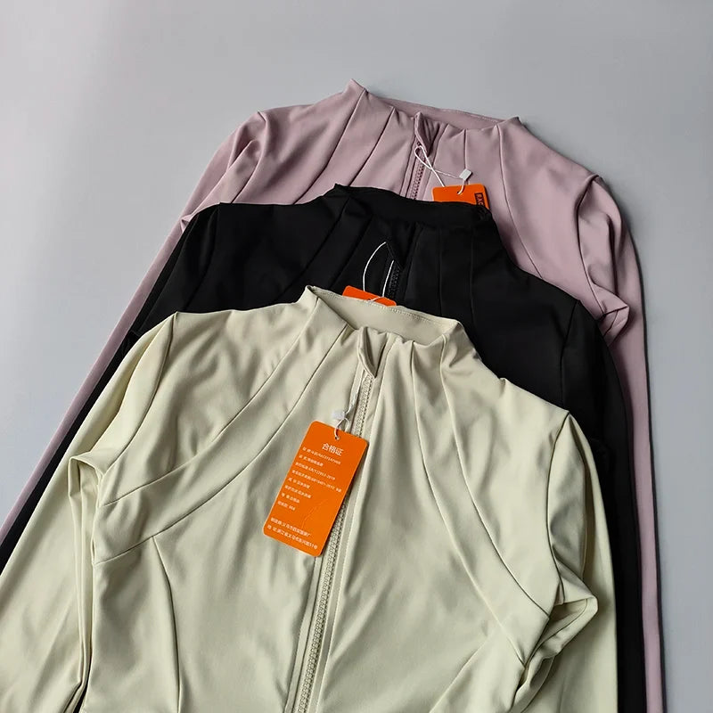 Women's Zip-Up Athletic Jacket – Long Sleeve Gym Cardigan