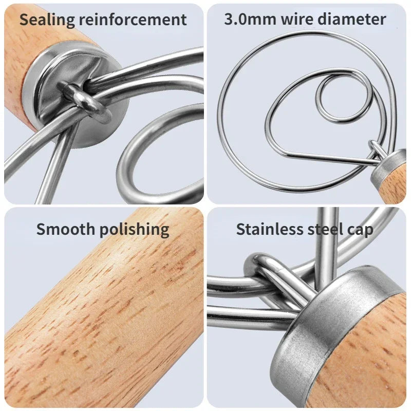Danish Dough Whisk – Stainless Steel with Wooden Handle