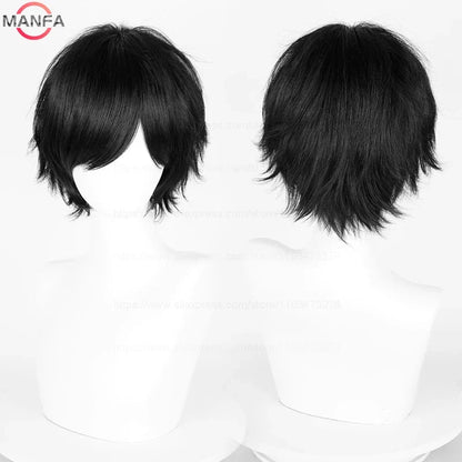 Short Straight Anime Cosplay Wig – 30cm, Multiple Colors for Men & Women