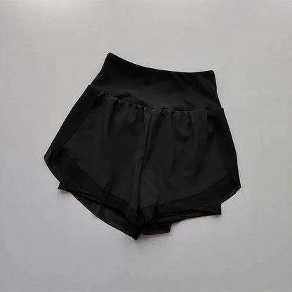 Women's High-Waist Sports Shorts – Double Layer Quick-Dry