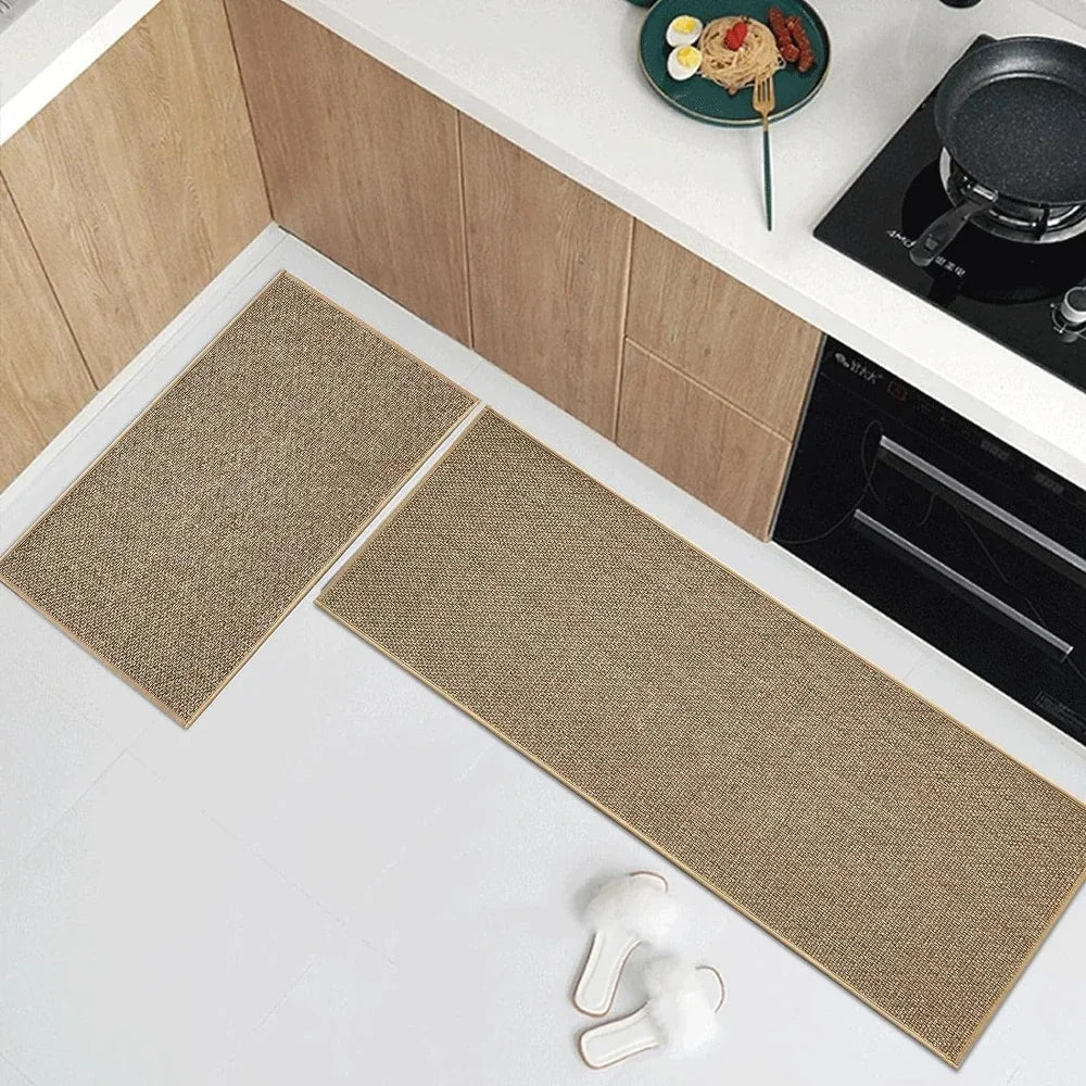 Kitchen Rug Runner – Washable Non-Slip Faux Sisal Mat