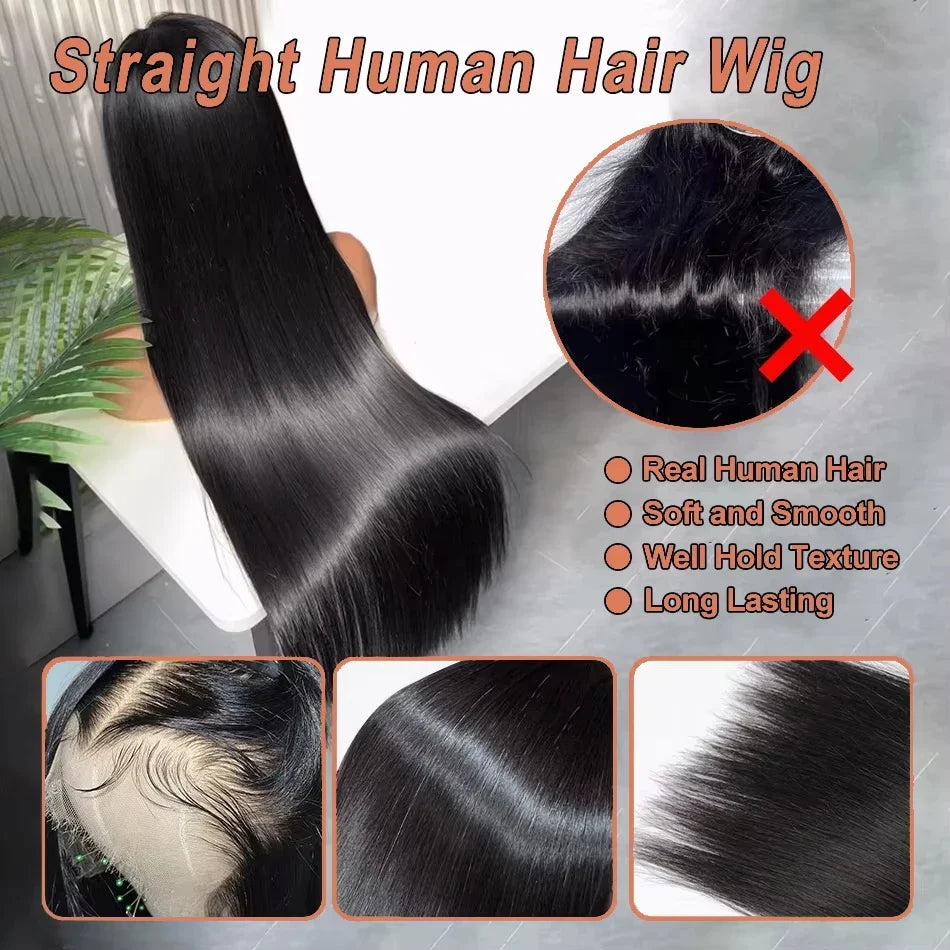 Bone Straight Human Hair Wig – HD Lace Glueless 250% Density