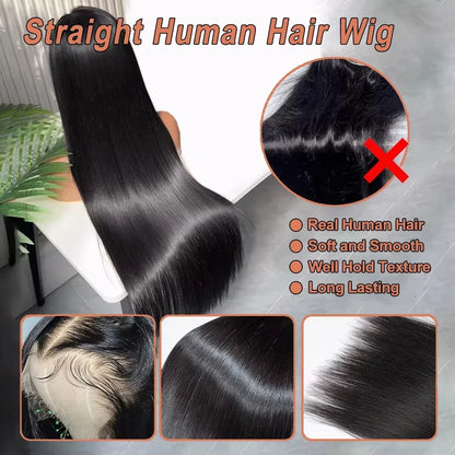 Bone Straight Human Hair Wig – HD Lace Glueless 250% Density