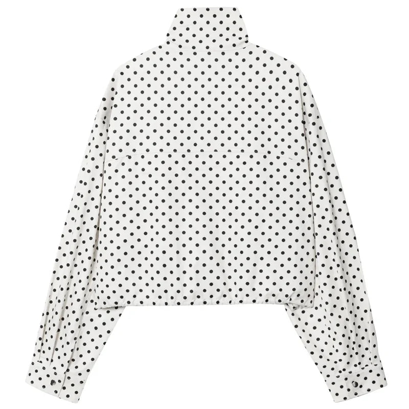 Polka Dot Bomber Jacket & Shorts Set – Women's Oversized Outerwear