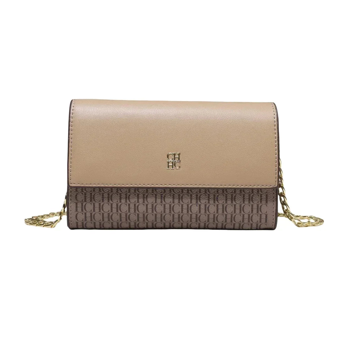 Women's Chain Crossbody Bag – Letter Print PU Leather Flap Shoulder Purse