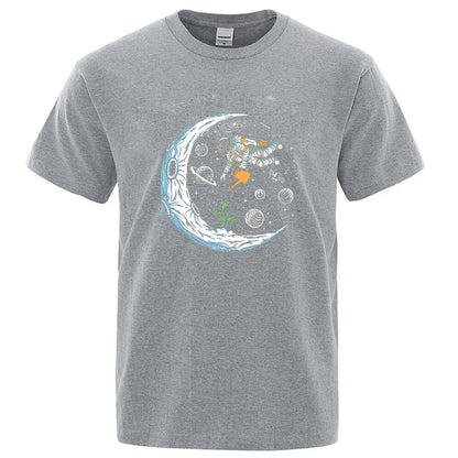 Funny Astronaut Graphic T Shirt Casual Cotton Blend Tee
