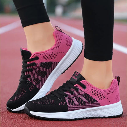 Women's Mesh Platform Sneakers Lightweight Breathable Lace-Up Athletic Shoes