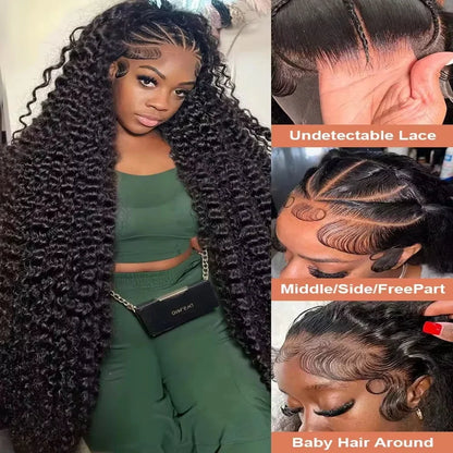 Deep Wave Lace Front Wig Human Hair – HD Transparent Lace, 200% & 250% Density
