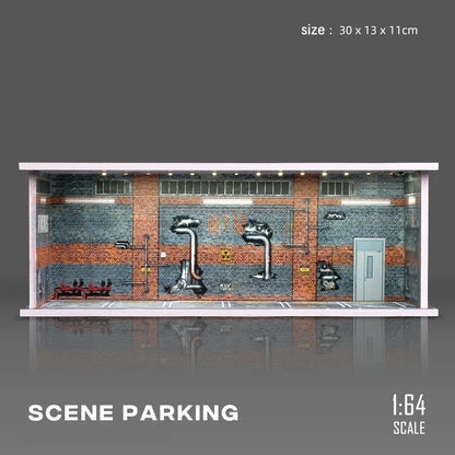1:64 Scale Parking Garage Scene Model with LED Lights