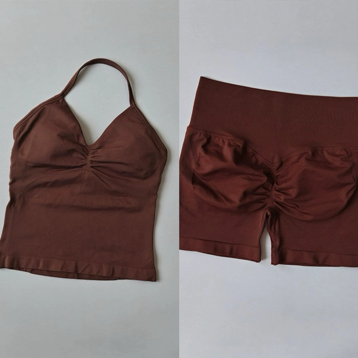 Women's Halter Neck Sports Bra & Shorts Set