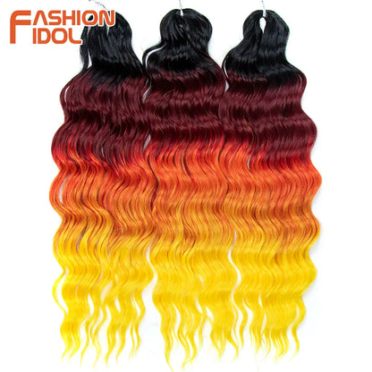 24 Inch Water Wave Crochet Braiding Hair Extensions – Synthetic Ombre
