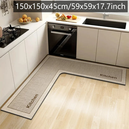 L-Shaped Kitchen Floor Mat – Non-Slip Absorbent Diatom Mud Rug