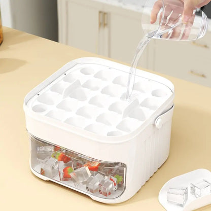 50-Cube Ice Cube Tray with Press-Release Cap & Storage Box