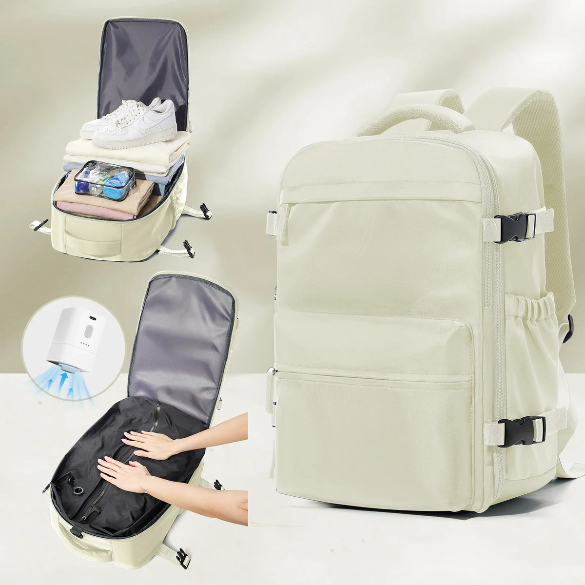 Vacuum Compression Travel Backpack – Large Capacity Expandable Laptop Bag for Men & Women