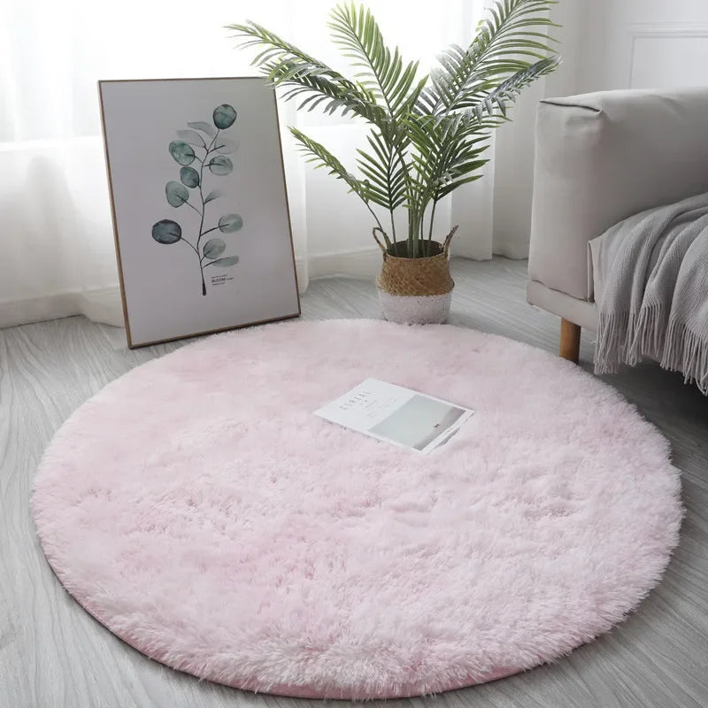 Fluffy Round Rug – Soft Plush Shaggy Circle Carpet for Bedroom & Living Room