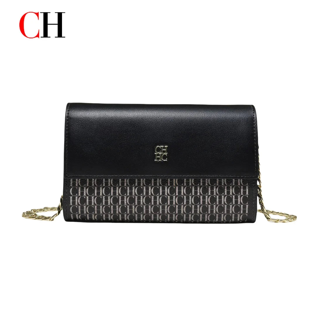 Women's Chain Crossbody Bag – Letter Print PU Leather Flap Shoulder Purse