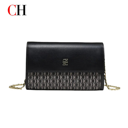 Women's Chain Crossbody Bag – Letter Print PU Leather Flap Shoulder Purse