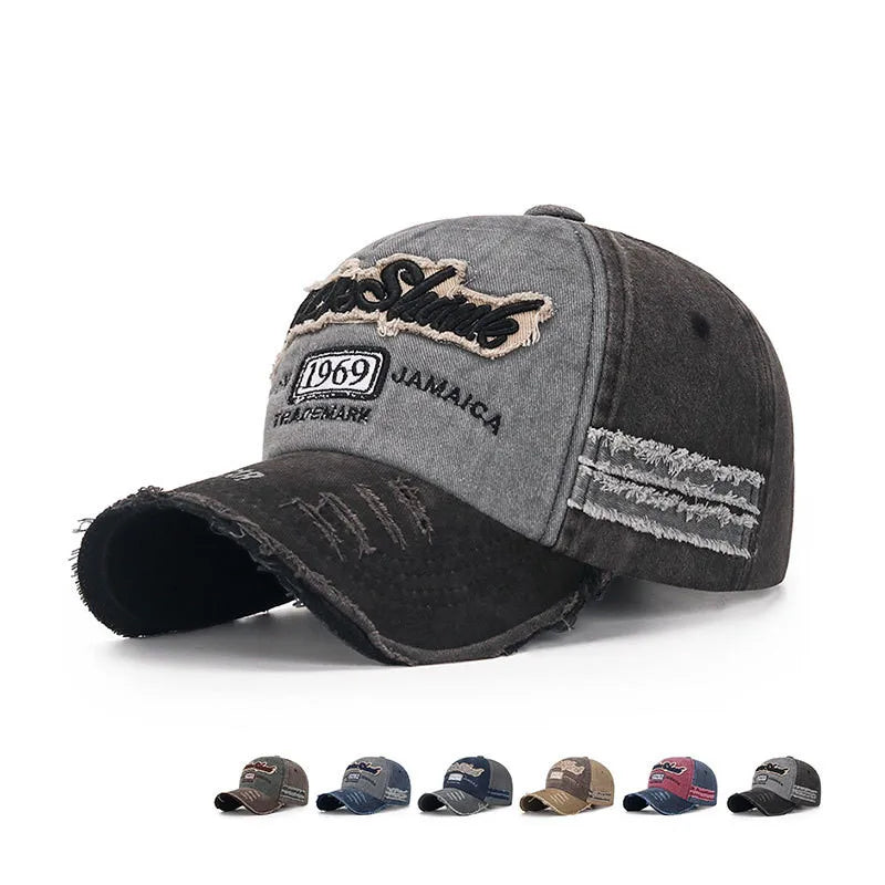 Vintage Washed Baseball Cap – Embroidered Letter Distressed Hat