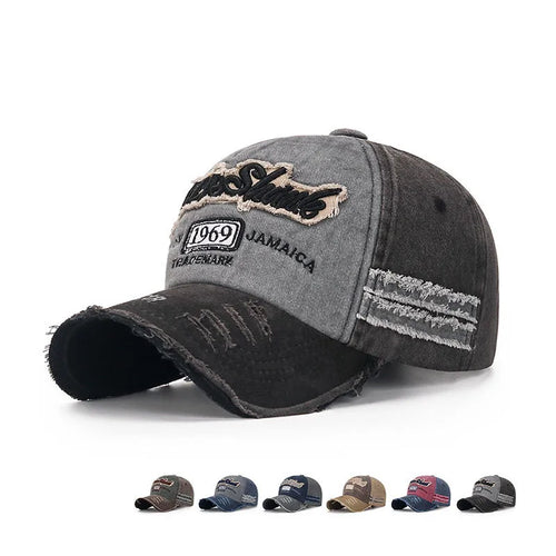 Vintage Washed Baseball Cap – Embroidered Letter Distressed Hat