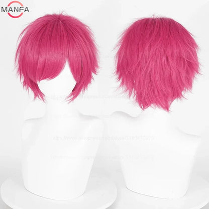 Short Straight Anime Cosplay Wig – 30cm, Multiple Colors for Men & Women