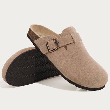 Suede Mule Clogs – Women's Cork Arch Support Outdoor Slippers