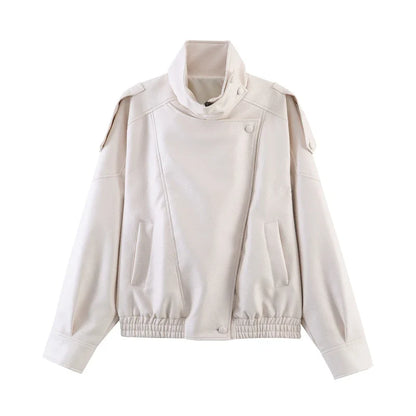 Women's Oversized Faux Leather Moto Jacket