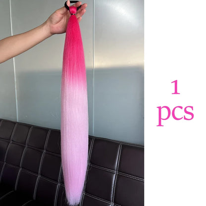 Long Straight Ponytail Extension 2pcs – Synthetic Hair with Rubber Band
