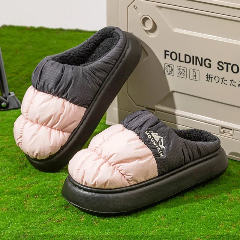 Winter Slippers Women – Waterproof Long Plush, Thick Sole, Non-Slip