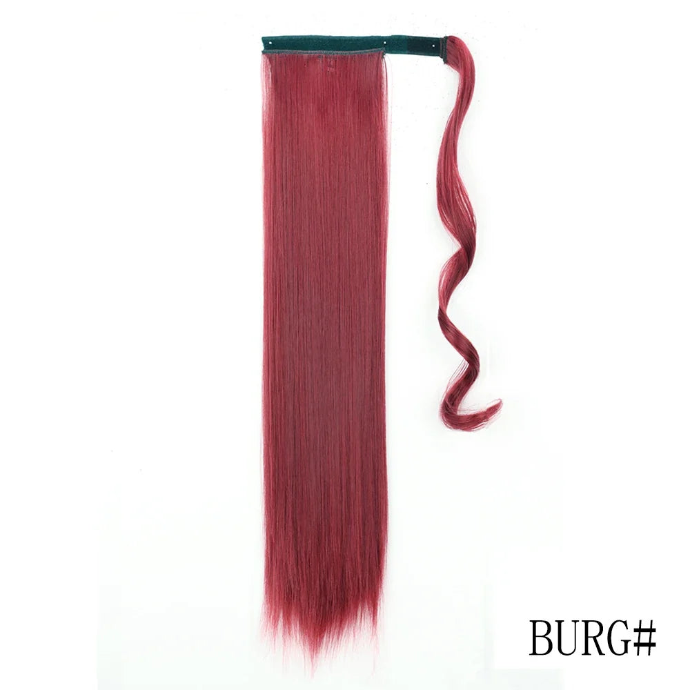 Wrap Around Ponytail Extension – Long Straight Synthetic Clip-In
