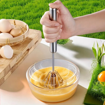 Semi-Automatic Hand Whisk – Stainless Steel Self-Turning Egg Beater