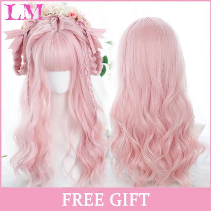 Cosplay Wig with Bangs – Long Straight Synthetic Hair 24 Inch