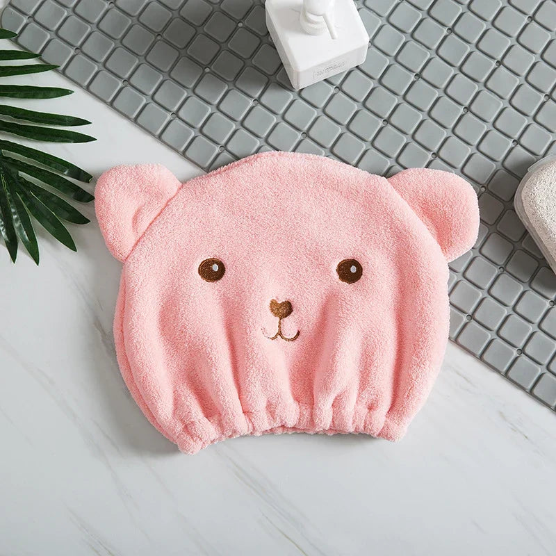 Microfiber Hair Drying Cap – Cute Bear Quick-Dry Towel Hat