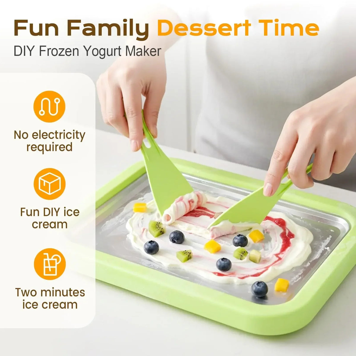 Rolled Ice Cream Maker – DIY Fried Ice Cream & Frozen Yogurt Pan