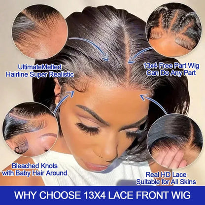 Straight Bob HD Lace Front Wig Human Hair 13x4 13x6 Brazilian