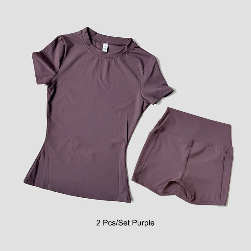 Women's Yoga Set – High-Waist Shorts & Sport Top Fitness Suit