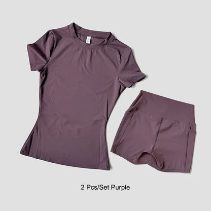 Women's Yoga Set – High-Waist Shorts & Sport Top Fitness Suit