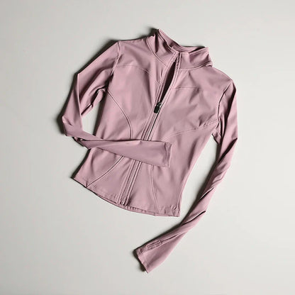 Women's Slim Fit Zip-Up Sports Jacket – Stand Collar Athletic Coat