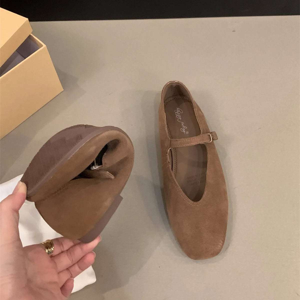 Women's Soft Suede Ballet Flats – Mary Jane Slip-On Shoes