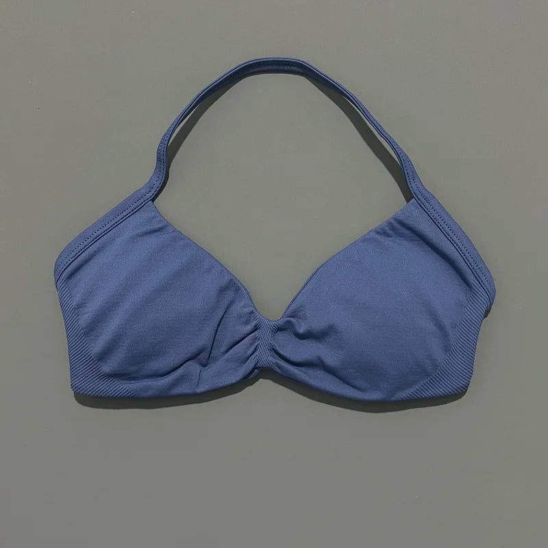 Seamless Halter Sports Bra – Women's Push-Up Gym Bra