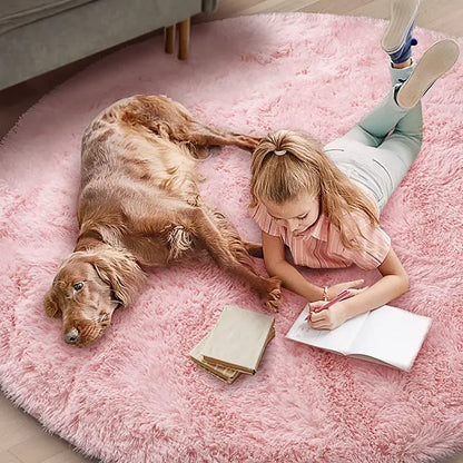 Fluffy Round Rug – Ultra-Soft Plush Mat for Bedroom & Living Room