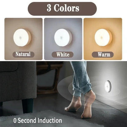 Motion Sensor LED Night Light USB Rechargeable 3-Color