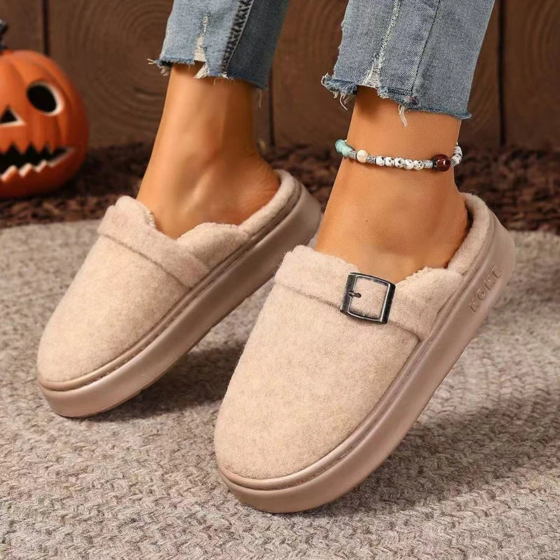 Platform Fuzzy Slippers Women Indoor Plush House Shoes