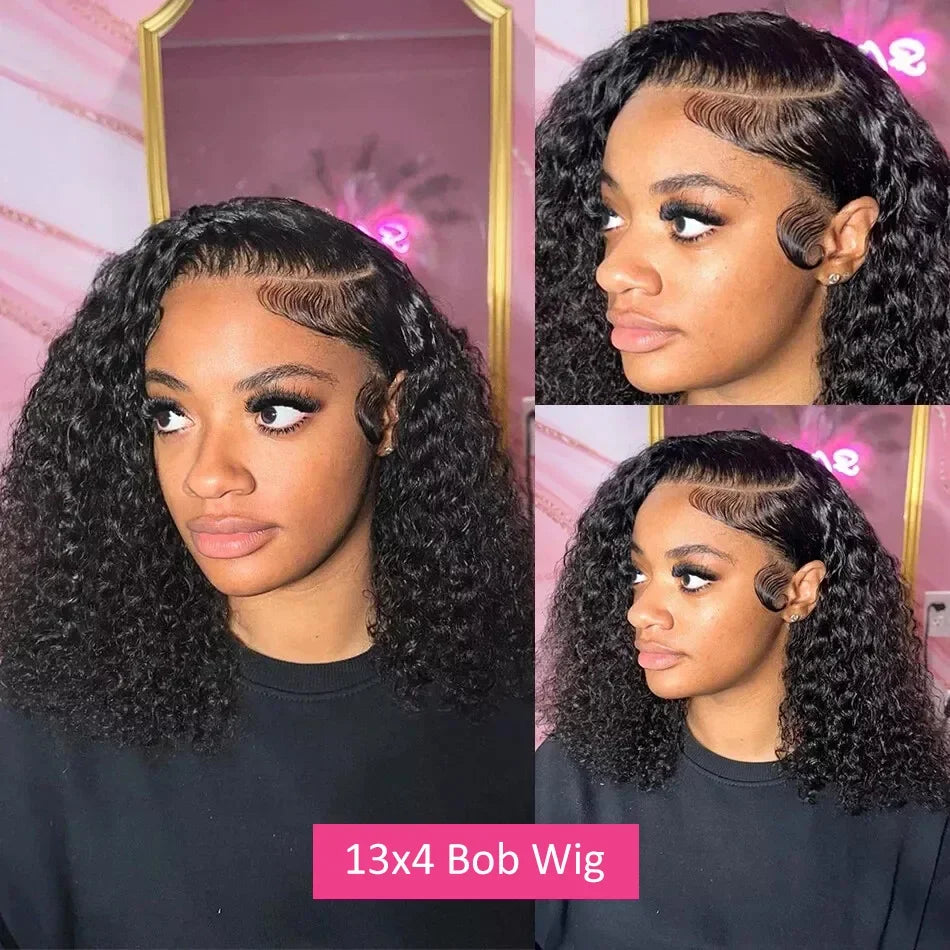 Deep Wave Bob Wig Human Hair Lace Front – 13x4 & 4x4 Transparent Lace