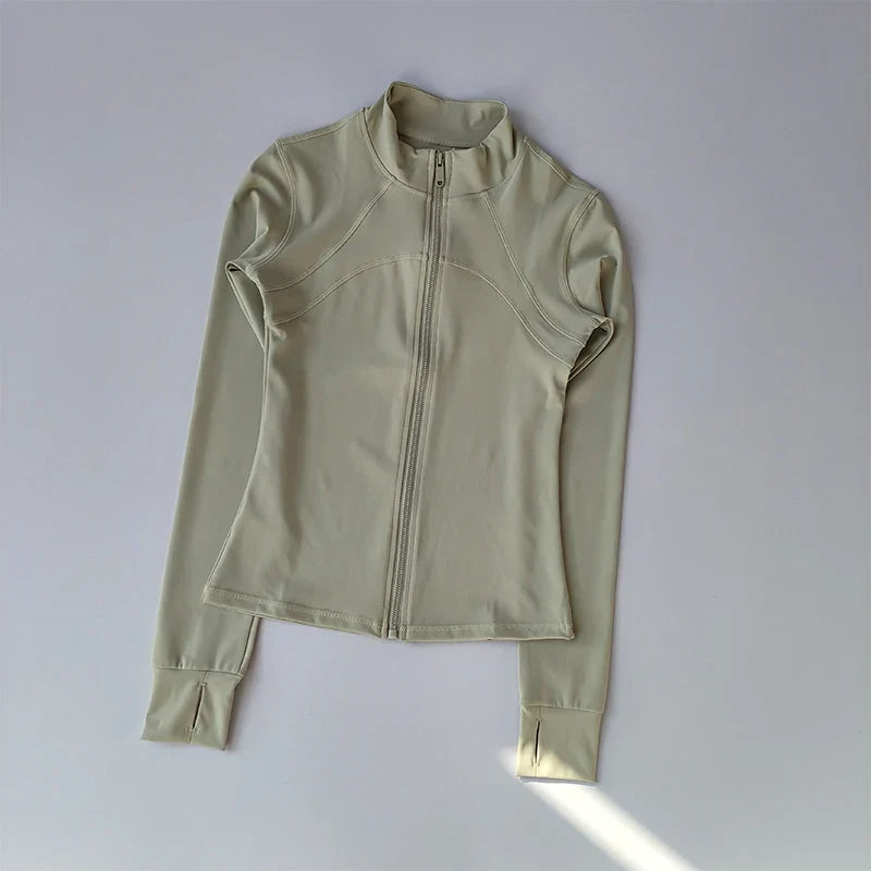Women's Full-Zip Yoga Sports Jacket – Standing Collar Running Top