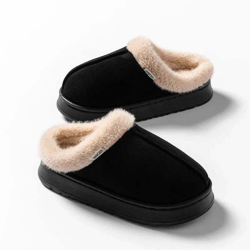 Fluffy Indoor Slippers – Thick EVA Sole Warm Anti-Slip House Shoes