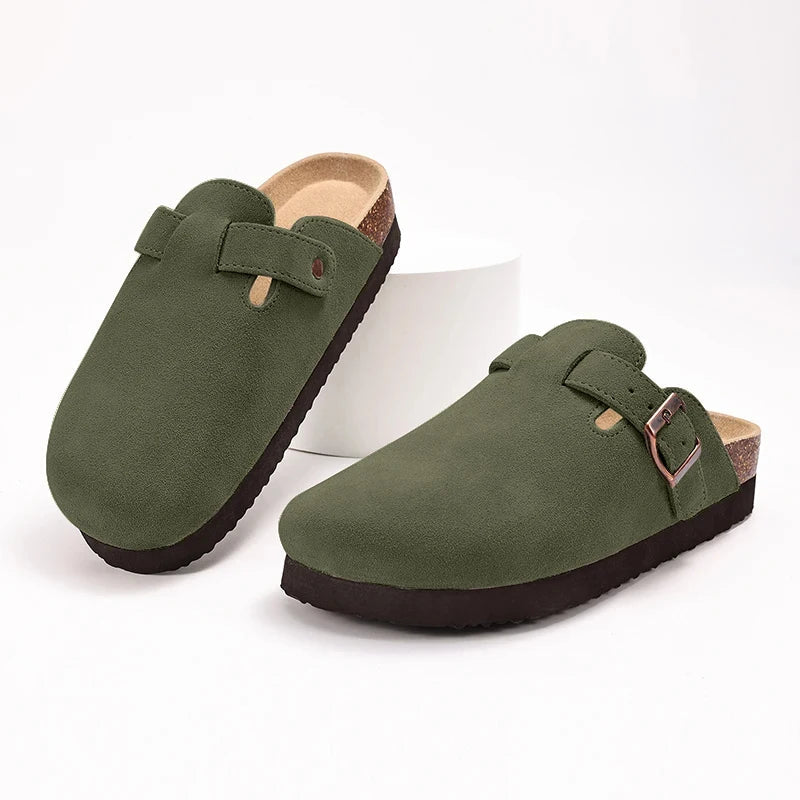 Suede Mule Clogs – Women's Cork Arch Support Outdoor Slippers
